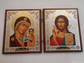 Antigüedades: PEQUEÑO ICONO DIPTICO ORTODOXO, DE LA IGLESIA RUSA